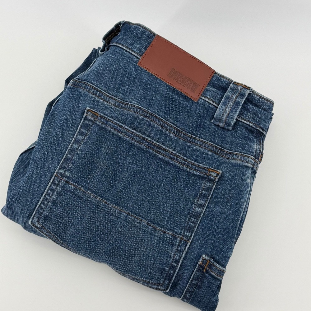 Duluth Trading Co Free Swingin Relaxed Fit Flannel Lined Jeans Blue 34x30